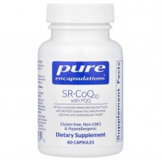 SR-Коэнзим Q10 c пирролохинолинхиноном, SR-CoQ10 with PQQ, Pure Encapsulations, для поддержки антиоксидантов, когнитивного, митохондриального и сердечно-сосудистого здоровья, 60 капсул