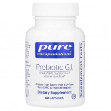 Пробиотик ЖКТ, Probiotic G.I., Pure Encapsulations, для здоровья костей, сухой массы тела, здоровья кишечника и поддержки желудочно-кишечного тракта, 60 капсул