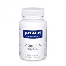 Витамин A, Vitamin A, Pure Encapsulations, из масла печени трески, поддерживает иммунное и клеточное здоровье, зрение, кости, кожу и репродуктивную функцию, 10,000 МЕ, 120 капсул