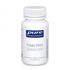 Фолат, Folate, Pure Encapsulations, с метилфолатом L-5-MTHF для поддержки здоровья сердечно-сосудистой, клеточной и нервной систем, 1000 мкг, 90 капсул