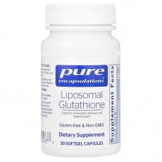 Липосомальный глутатион, Liposomal Glutathione, Pure Encapsulations, антиоксидант, поддержка печени и детоксикация, 375 мг, 30 капсул