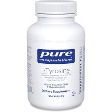 L-Тирозин, l-Tyrosine, Pure Encapsulations, для сна, поддержки щитовидной железы, когнитивного здоровья и памяти, 90 капсул