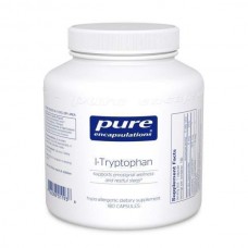 L-триптофан, l-Tryptophan, Pure Encapsulations, повышает уровень серотонина для эмоционального благополучия и спокойного сна, 180 капсул