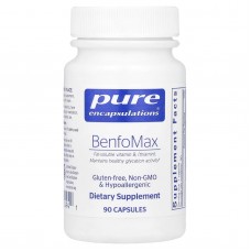 Бенфотиамин, BenfoMax, Pure Encapsulations, для поддержки здорового метаболизма глюкозы и здоровья клеток почек, 200 мг, 90 капсул