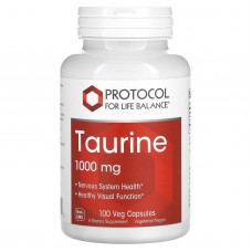 Таурин, Taurine, Protocol for Life Balance, 1000 мг, 100 веганских капсул