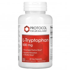 Триптофан, L-Tryptophan, Protocol for Life Balance, 500 мг, 60 веганских капсул