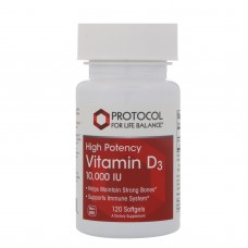 Витамин D3, Vitamin D3, Protocol for Life Balance, высокая эффективность, 10 000 МЕ, 120 гелевых капсул