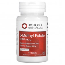 Метилфолат, 5-Methyl Folate, Protocol for Life Balance, 1000 мкг, 90 веганских таблеток