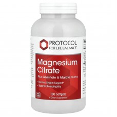 Магний цитрат, Magnesium Citrate, Protocol for Life Balance, 180 гелевых капсул (133 мг на капсулу)