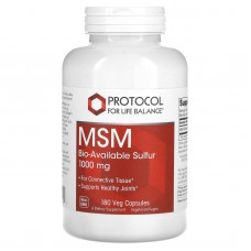 Метилсульфонилметан (МСМ), MSM, Protocol for Life Balance, 1000 мг, 180 веганских капсул