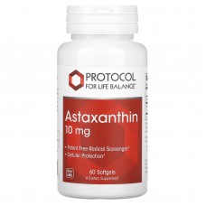 Астаксантин, Astaxanthin, Protocol for Life Balance, 10 мг, 60 гелевых капсул