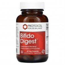 Пробиотики для пищеварения, Bifido Digest, Protocol for Life Balance, 9 штаммов, 20 млрд КОЕ, 60 веганских капсул
