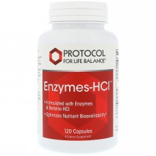 Ферменты бетаин гидрохлорида, Enzymes-HCI, Protocol for Life Balance, 120 капсул