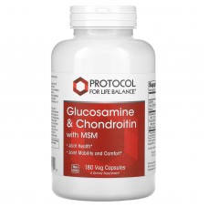 Глюкозамин и хондроитин с МСМ, Glucosamine & Chondroitin with MSM, Protocol for Life Balance, поддержка суставов, 180 капсул
