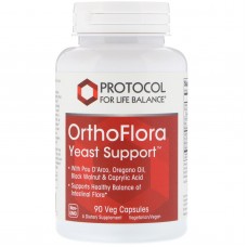 Поддержка кишечной микрофлоры, OrthoFlora Yeast Support, Protocol for Life Balance, 90 вегетарианских капсул