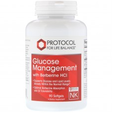 Регулирование уровня глюкозы с берберин гидрохлоридом, Glucose Management, Protocol for Life Balance, 90 капсул
