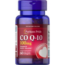 Коэнзим Q-10, Co Q-10, Puritan's Pride, 100 мг, 60 гелевых капсул быстрого высвобождения