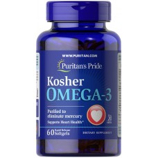 Омега-3 кошерный, Kosher Omega-3 with EPA & DHA, Puritan's Pride, 742 мг, с ЭПК и ДГК, 60 гелевых капсул