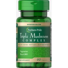 Лечебные грибы комплекс (рейши, шиитаке, майтаке), Triple Mushroom Complex, Puritan's Pride, 60 капсул