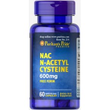 Ацетилцистеин, N-Acetyl Cysteine (NAC), Puritan's Pride, 600 мг, 60 капсул