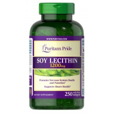 Лецитин из сои, Soy Lecithin, Puritan's Pride, 1200 мг, 250 гелевых капсул