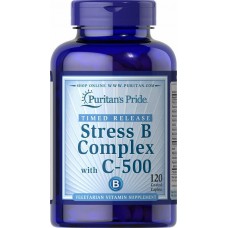 Витамин В (комплекс) с витамином С, от стресса, Stress Vitamin B-Complex, Puritan's Pride, 120 каплет замедленным высвобождением