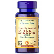 Витамин Е и смесь токоферолов, Vitamin E Mixed Tocopherols, Puritan's Pride, 400 МЕ, 100 капсул