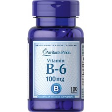 Витамин В6, Vitamin B-6 (Pyridoxine Hydrochloride), Puritan's Pride, 100 мг, 100 таблеток