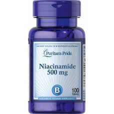 Ниацинамид, Niacinamide, Puritan's Pride, 500 мг, 100 таблеток