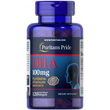 Докозагексаеновая кислота, DHA, Puritan's Pride, 100 мг, 120 гелевых капсул