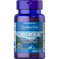 Масло печени трески, Cod Liver Oil, Puritan's Pride, 415 мг, 100 гелевых капсул