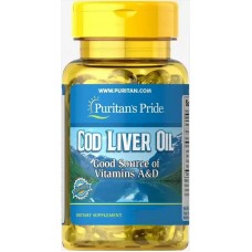 Рыбий жир из печени трески, Cod Liver Oil, Puritan's Pride, 415 мг, 30 гелевых капсул