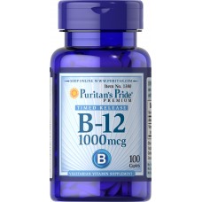 Витамин В-12, Vitamin B-12, Puritan's Pride, 1000 мкг, 100 каплет с замедленным высвобождением