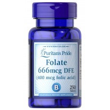 Фолиевая кислота, Folic Acid, Puritan's Pride, 400 мкг, 250 таблеток