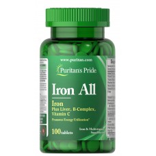 Железо, Iron All Iron, Puritan's Pride, 100 таблеток
