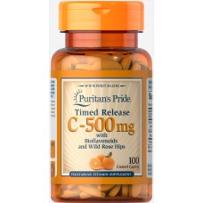 Витамин С с биофлавоноидами, Vitamin C Rose Hips, Puritan's Pride, 500 мг, 100 каплет