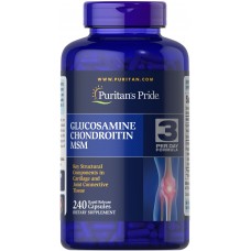 Глюкозамин, хондроитин и МСМ, Glucosamine, Chondroitin MSM, Puritan's Pride, двойная сила, 240 капсул