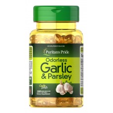 Чеснок и петрушка, Odorless Garlic & Parsley, Puritan's Pride, 500 мг/100 мг, без запаха, 100 гелевых капсул