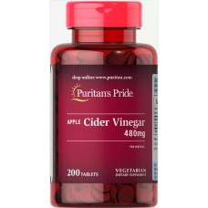 Яблочный уксус, Apple Cider Vinegar, Puritan's Pride, 480 мг, 200 таблеток