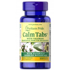 Травяная успокаивающая формула, Calm Tabs, Puritan's Pride, с валерианой, страстоцветом, хмелем, ромашкой, 100 таблеток