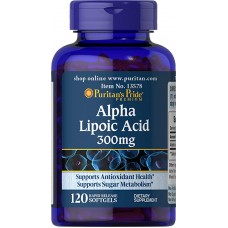 Альфа-липоевая кислота, Alpha Lipoic Acid, Puritan's Pride, 300 мг, 120 гелевых капсул