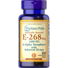 Витамин Е с селеном, Vitamin E, Puritan's Pride, 400 МЕ, натуральный, 100 гелевых капсул