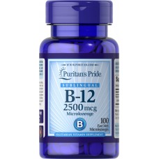 Витамин B-12, Vitamin B-12, Puritan's Pride, сублингвальный, 2500 мкг, 100 микропастилок