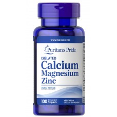 Кальций магний цинк, Chelated Calcium Magnesium Zinс, Puritan's Pride, 100 каплет