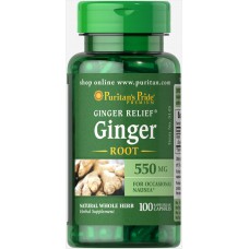 Корень имбиря, Ginger Root, Puritan's Pride, 550 мг, 100 капсул