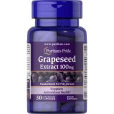 Экстракт виноградных косточек, Grapeseed Extract, Puritan's Pride, 100 мг, 50 капсул