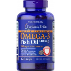 Омега-3 рыбий жир, Omega-3 Fish Oil, Puritan's Pride, 1400 мг (950 мг активного омега-3), 120 гелевых капсул
