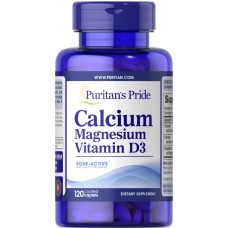 Кальций Магний Витамин D, Calcium Magnesium with Vitamin D, Puritan's Pride, 120 каплет