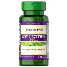 Лецитин из сои, Soy Lecithin, Puritan's Pride, 520 мг, 100 гелевых капсул