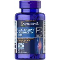 Глюкозамин хондроитин и МСМ, Glucosamine, Chondroitin & MSM-2 Per Day Formula, Puritan's Pride, 60 каплет